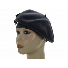Laulhere French Beret Style 100% Wool Hat Colette Gray with Bow 7 1/47 3/8    eb-24945255